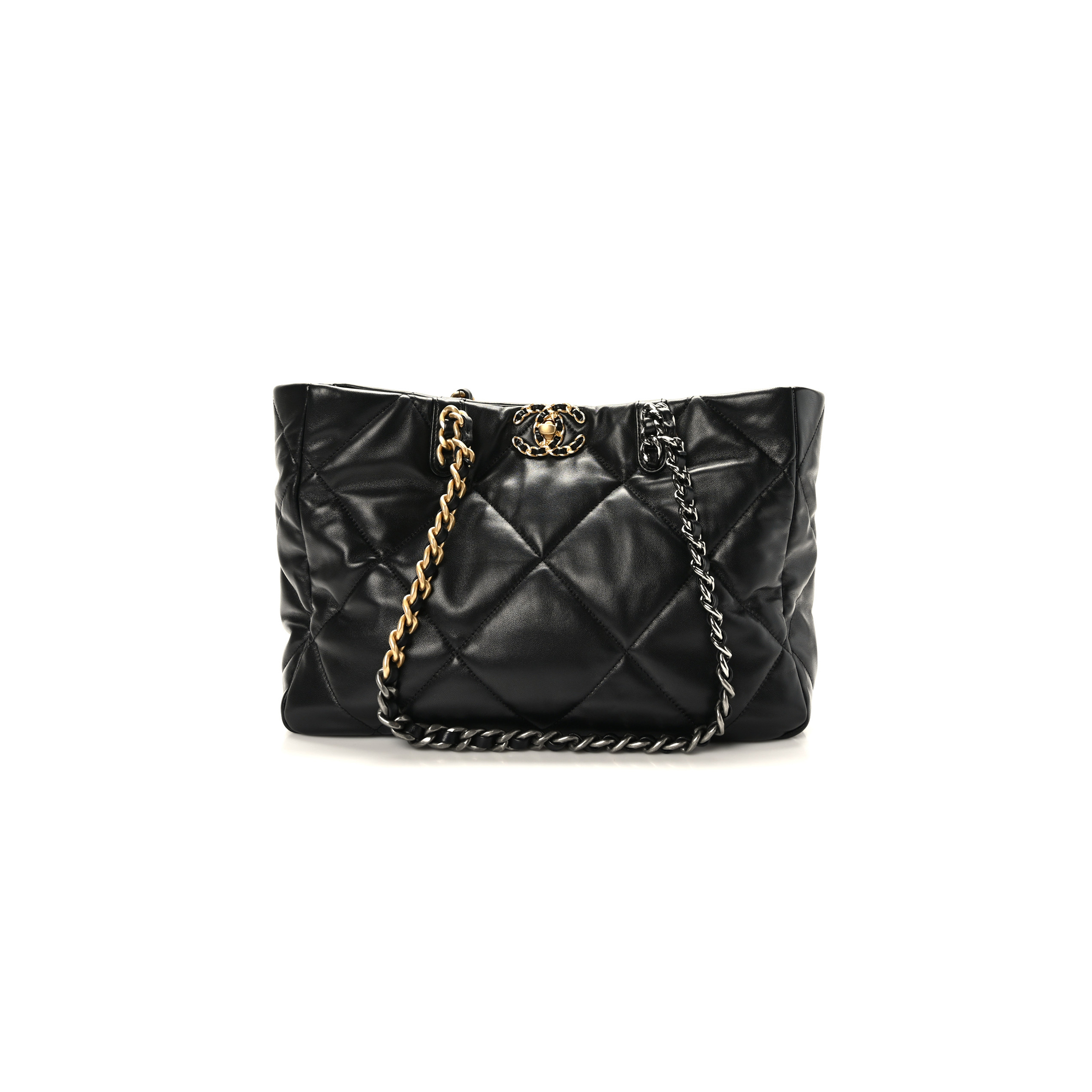 CHANEL MASTER LAMBSKIN QUILTED 19 BAG SHOPPING BAG BLACK AS3660 (41*24*10.5cm)